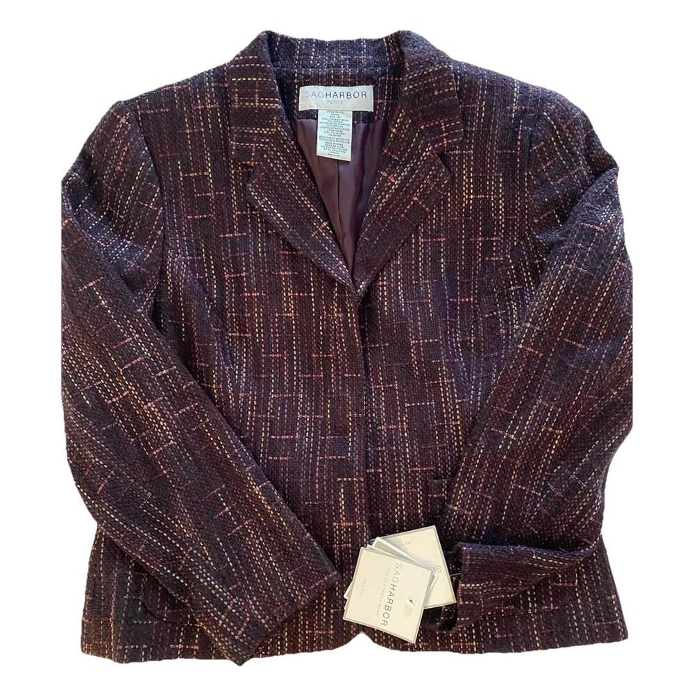 Sag Harbor Women’s Petite Size 10 Blazer Multi Purple Lined